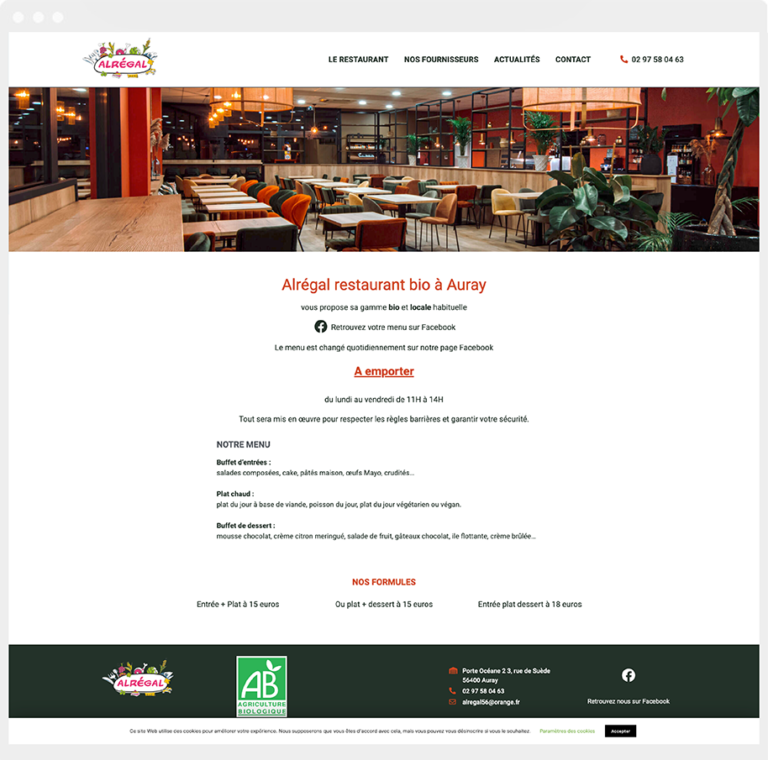 Création site internet restaurant Auray