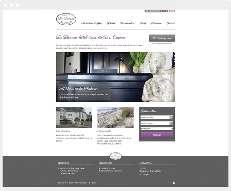 Création site web hôtel Carnac