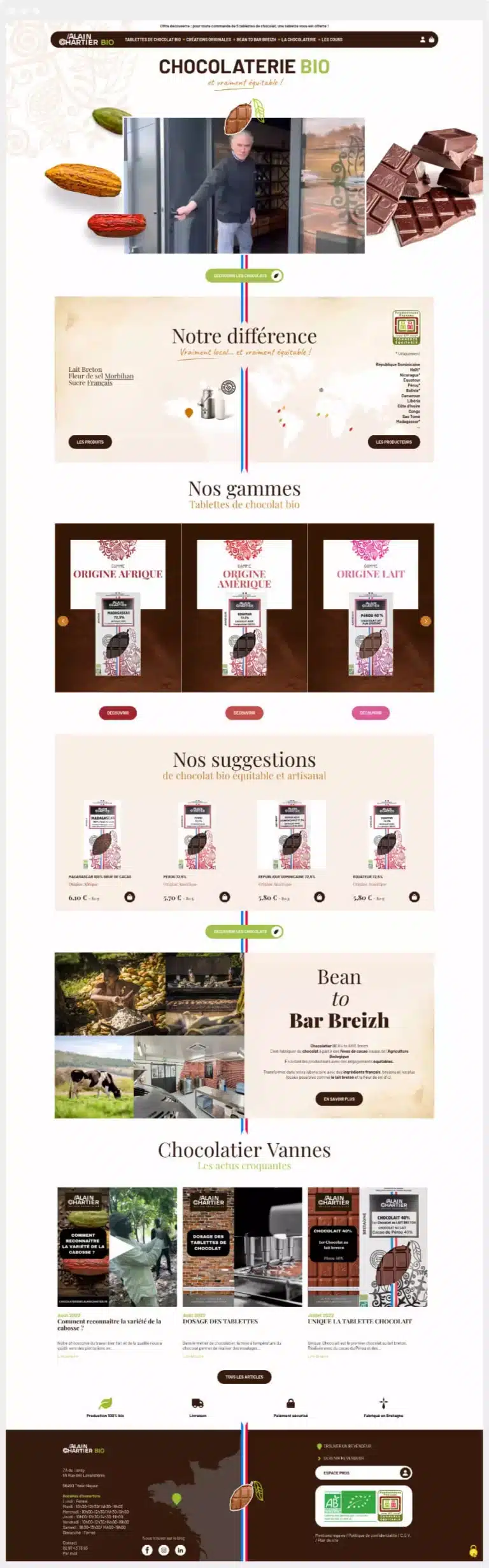 Page d'accueil Chocolaterie Bio